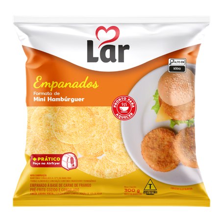 MINI HAMBÚRGUER DE FRANGO EMPANADO LAR 300G