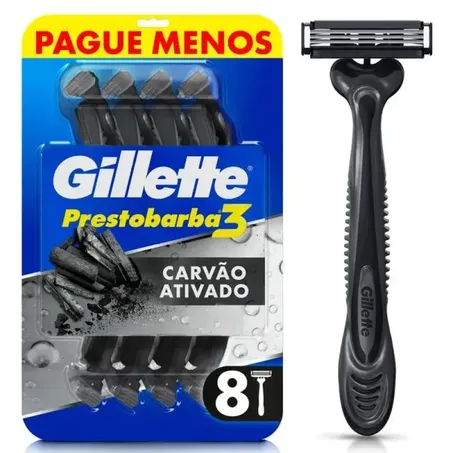Aparelho prestobarba 3 carbono gillette c/8
