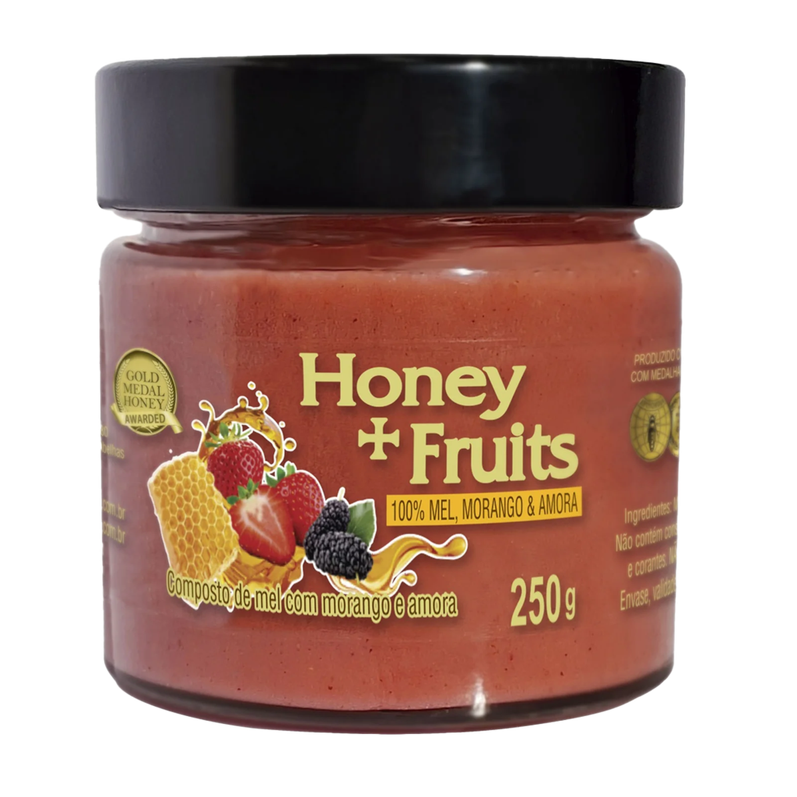 Mel Gold Medal Honey +Fruits Morango e Amora 250g