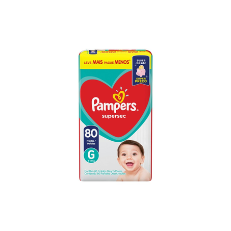 Fralda Infantil Supersec Tamanho G Pampers com 80 Unidades