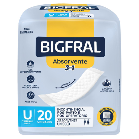 Absorvente Geriátrico Bigfral Plus Regular - Com 20 Unidades - Tamanho Único