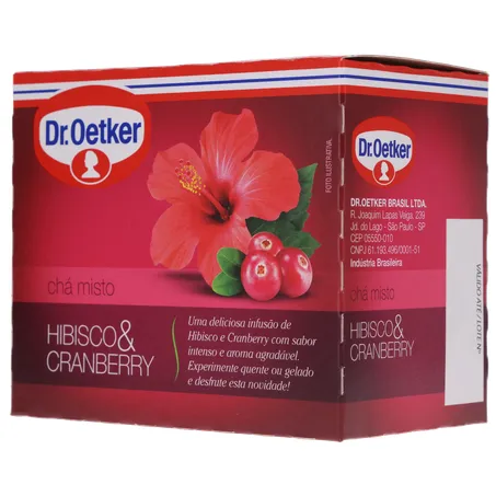 Chá Misto Dr Oetker Hibisco e Cranberry Caixa com 10un - 10gr 360-4