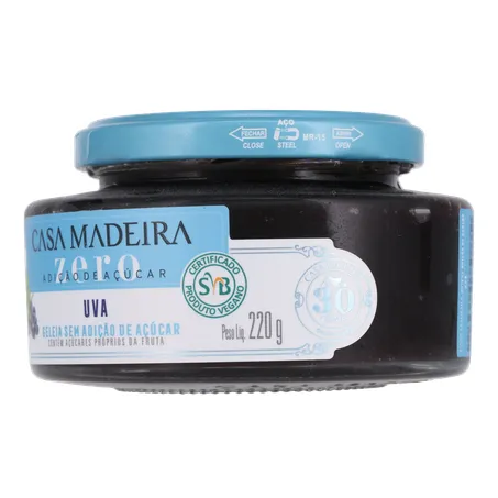 Geleia de Uva Casa Madeira Zero Adição de Açúcar Pote de Vidro 220gr 360-4