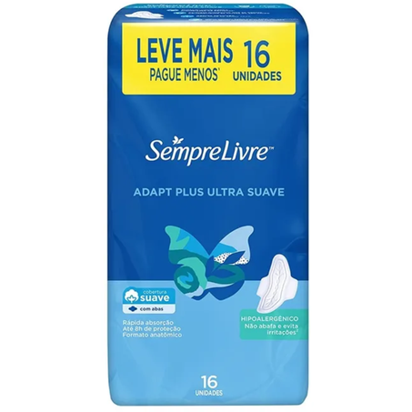 Absorvente sempre livre 16un adapt plus suave com abas l+p-