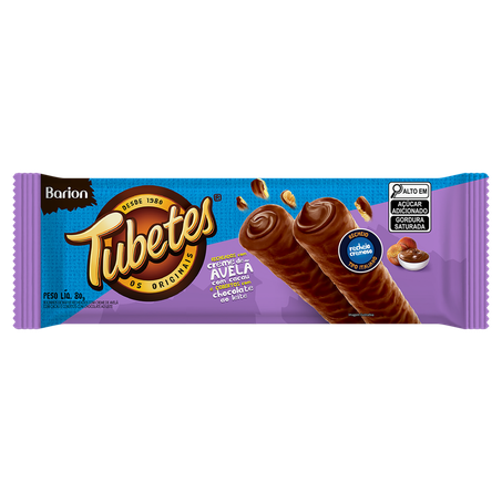 Tubetes barion cob. chocolate e recheado com avelã 80g