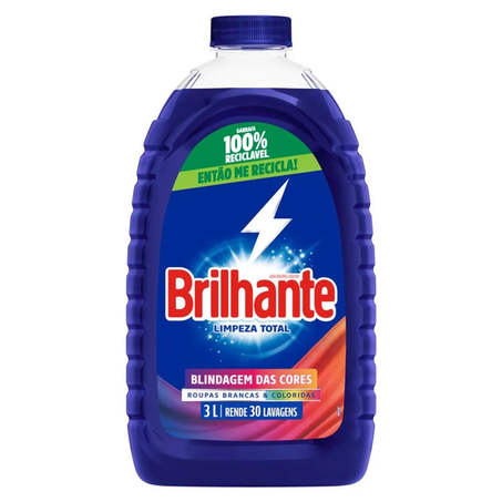 LAVA ROUPAS LÍQUIDO BRILHANTE LIMPEZA TOTAL 3L