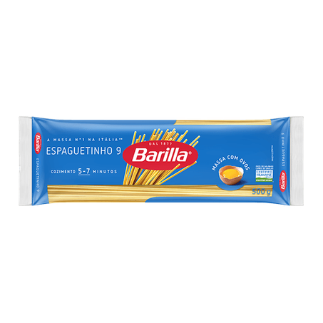 Massa c/ovos espaguetinho n9 barilla 500g