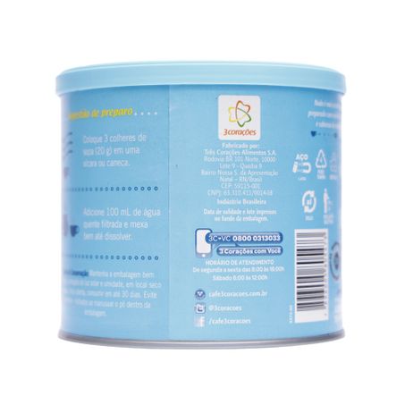 Café 3 corações com leite zero açúcar 265g 360-25