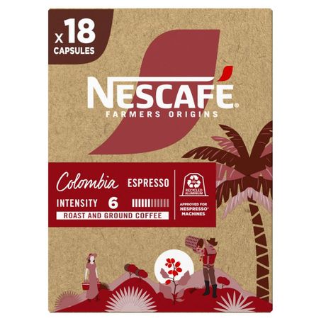 CÁPSULA CAFÉ NESCAFÉ TORRADO E MOÍDO ESPRESSO COLÔMBIA 100% ARÁBICA FARMERS ORIGINS COM 18 UNIDADES 79,2G