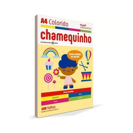 Papel oficio chamequinho a4 color c/100