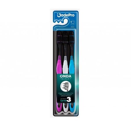 Escova dental jadefrog onda black com 3 unidades