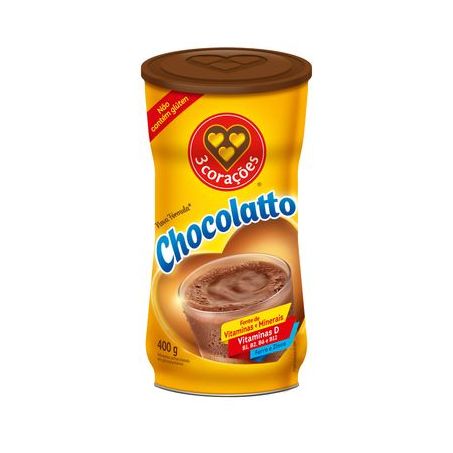 Achocolatado pó instantâneo chocolatto três corações 370g