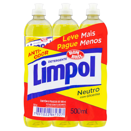 Conjunto Limpol 500ml - Com 6 Detergentes - Neutro - Leve Mais, Pague Menos