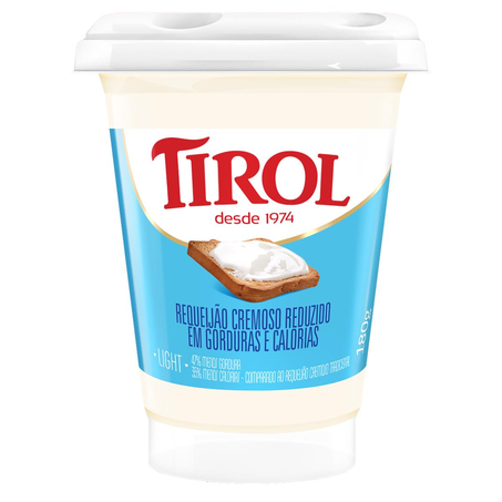 Requeijão Cremoso Tirol 180g - Light - Pote