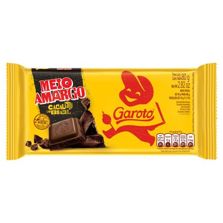 Chocolate nestle garoto amargo 80 gr