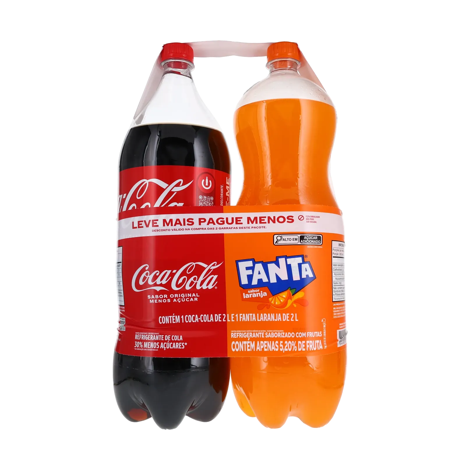 Conjunto Coca-Cola + Fanta 2 Litros - Com 1 Refrigerante Coca-Cola - Tradicional + 1 Refrigerante Fanta - Laranja - Pet