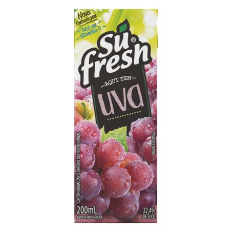 Bebida de Fruta Adoçada Su Fresh Uva Caixa 200ml