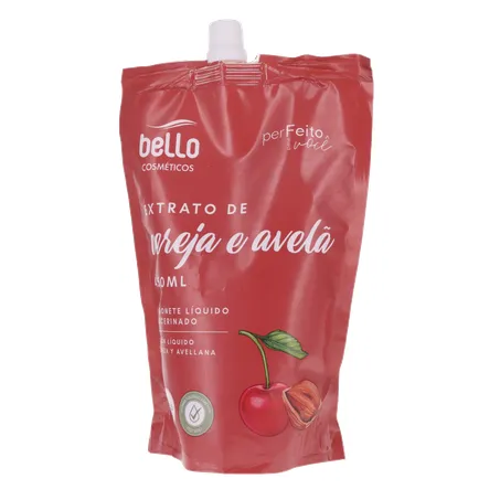 Sabonete líquido bello cereja e avelã sachê com tampa 450ml 360-1