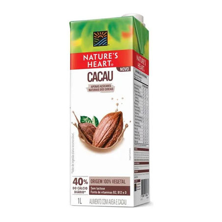 Bebida natures heart 1l cacau/aveia
