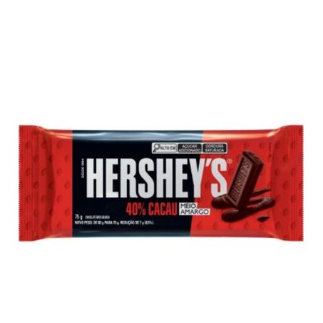 Chocolate Meio Amargo 40 Cacau Hersheys Pacote 75g