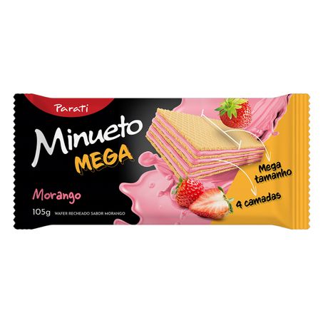 Biscoito wafer recheio morango minueto mega