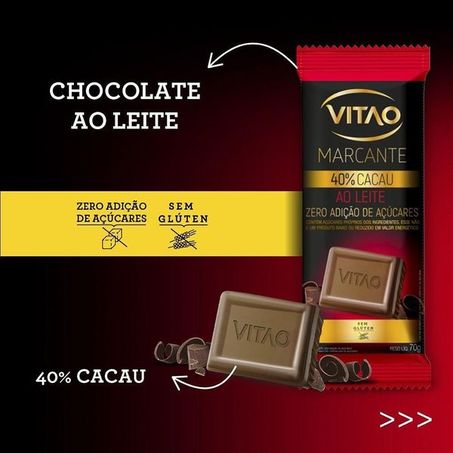 Chocolate Barra Vitao Zero Açúcar 40% Cacau Ao Leite 70g 
  360-2