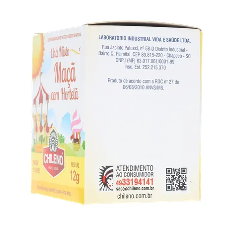 Chá Misto Chileno Maçã com Hortelã Sachê 1.2gr - Caixa com 10un - 12gr 360-7