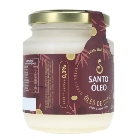 Óleo de Coco Santo Óleo Extra Virgem  Pote de Vidro 200ml 360-32