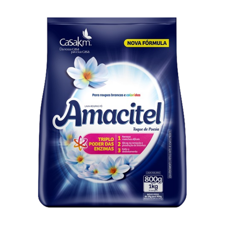 Lava Roupas Amacitel Em Pó Toque De Poesia Sachê 800g 
 