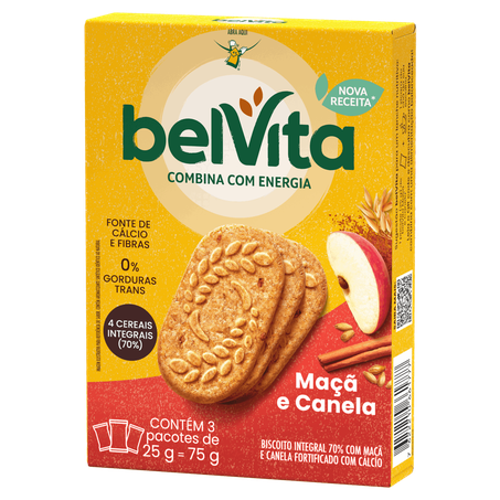 BISCOITO INTEGRAL MAÇÃ E CANELA 75G BELVITA