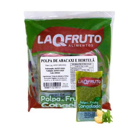Polpa de fruta abacaxi com hortelã laqfruto 400g