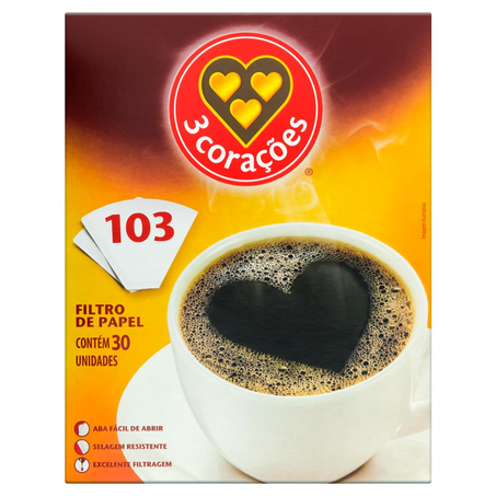 Filtro de Papel 3 Corações N. 103 - Com 30 Filtros