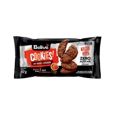 Cookie Belive Zero Açúcar Lactose e Glúten Avelã e Chocolate 67g
