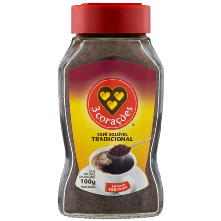 CAFE 3 CORACOES SOLUV TRAD VD 100G