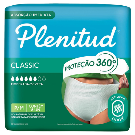 Roupa Íntima Plenitud P/ M - Com 8 Unidades - Classic
