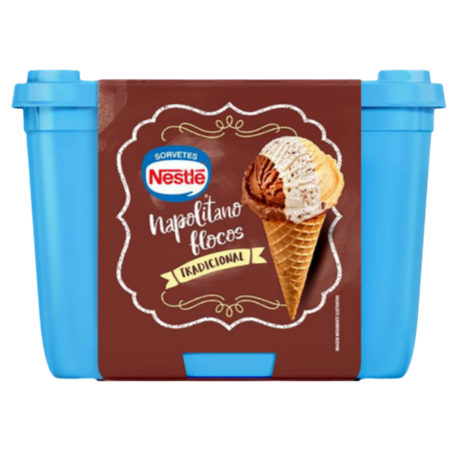 Sorvete Nestlé Tradicional Napolitano/Flocos 1,5l 
 