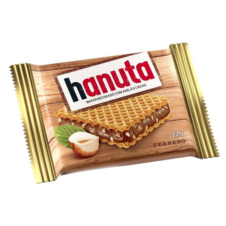 Biscoito Wafer Recheado com Avelã e Cacau Hanuta 22G