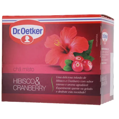 Chá Misto Dr Oetker Hibisco e Cranberry Caixa com 10un - 10gr 360-2