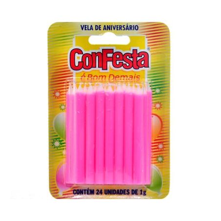 VELA CONFESTA C/24 PALITO ROSA