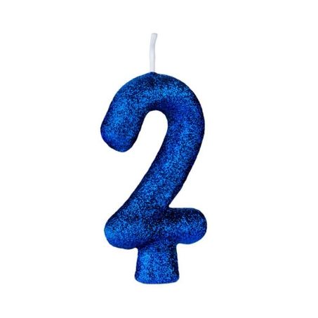 Vela de Aniversário Regina Cintilante Azul Nº2 Embalagem 1UN