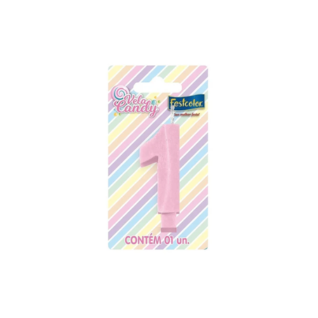 VELA CANDY ROSA FESTCOLOR N1