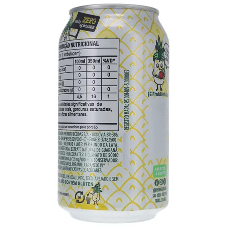 BEBIDA FRUKI GUARANÁ ABACAXI ZERO AÇÚCAR LATA 350ML 360-20