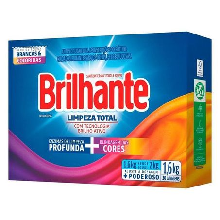 Sabão em pó brilhante limpeza total blindagem das cores 1,6kg