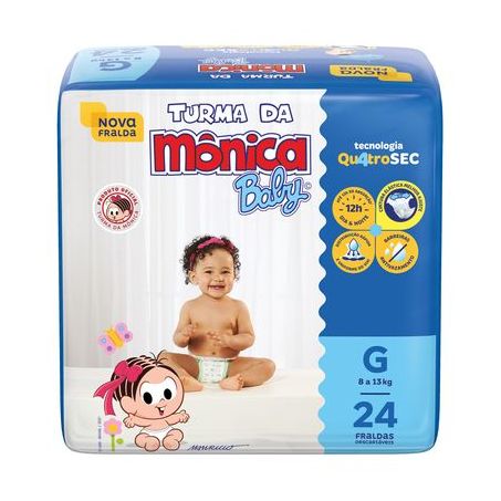 Fralda descartável turma da mônica jumbo g c/24