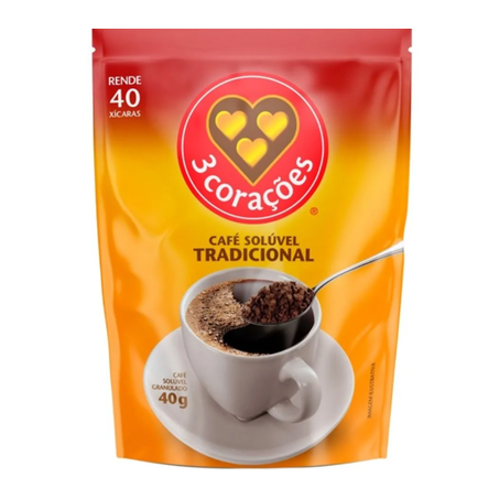 Café Solúvel Granulado 3corações Tradicional Sachê 40gr