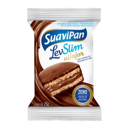 Alfajor Suavipan 25g Levslim Zero Acucar Chocolate Ao Leite