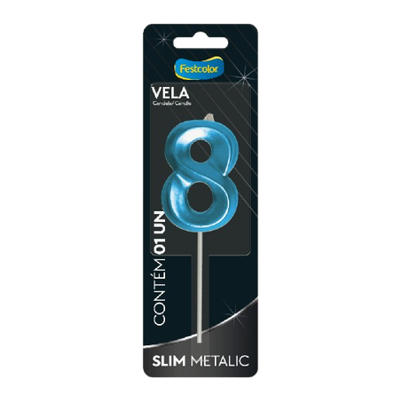 VELA SLIM METALIC AZUL N°8 FESTCOLOR              