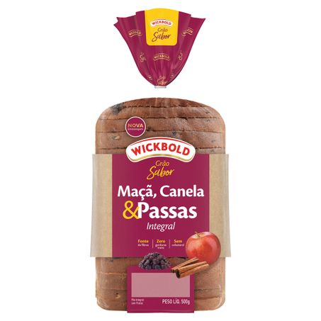 PÃO INTEGRAL MAÇÃ, CANELA E PASSAS WICKBOLD GRÃO SABOR