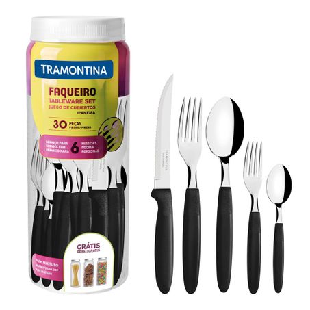 Faqueiro Tramontina Inox Ipanema Preto 30 Peças Ref 23398/088