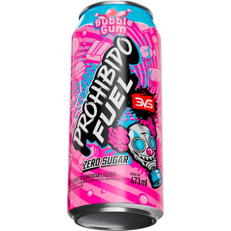 PRÉ TREINO PROHIBIDO FUEL ZERO AÇÚCAR BUMBLLE GUM LATA 473ML
